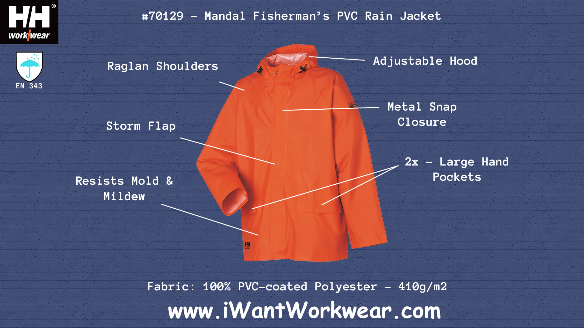 Giacca impermeabile in PVC Helly Hansen Mandal Jacket 70129 100/% impermeabile