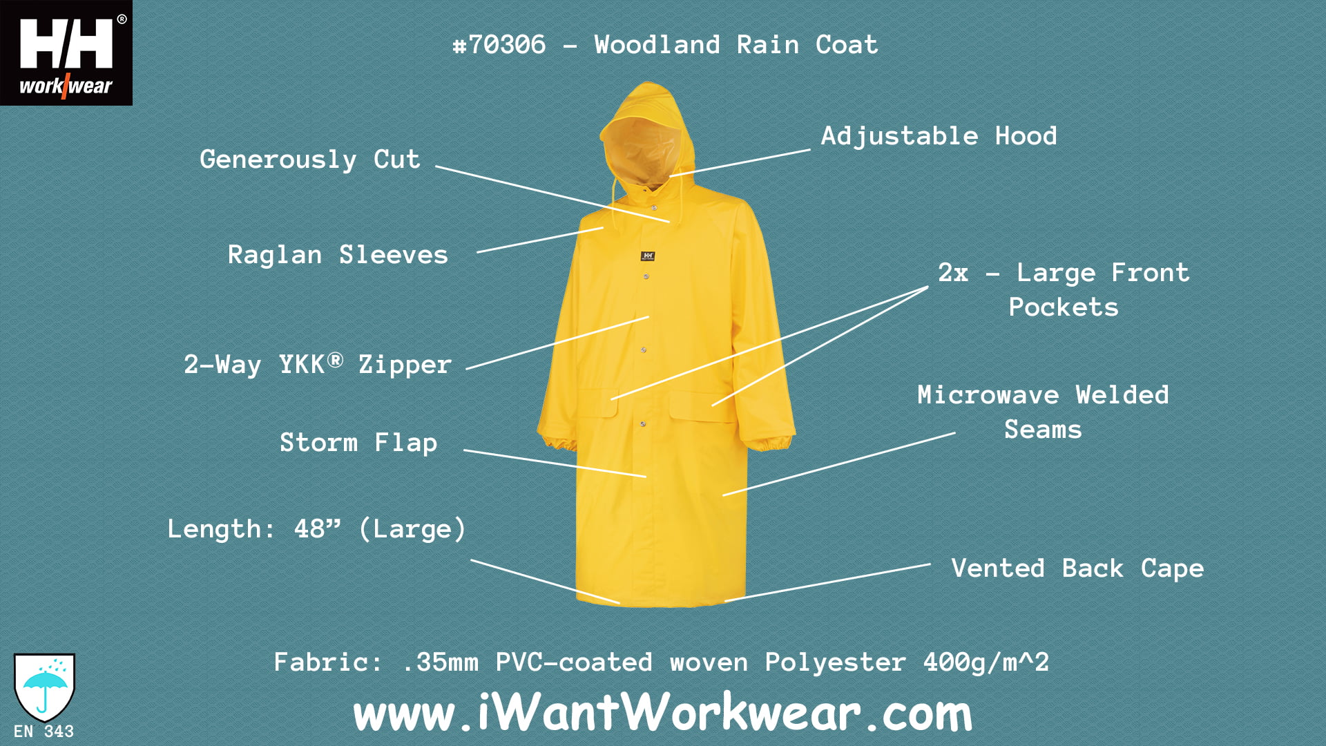 Helly-Hansen Workwear Mens Woodland Rainwear Coat