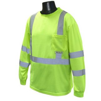 Radians ST21-3 Class 3 Long Sleeve T-shirt w/ Max-Dri™, High Visibility Green, Front