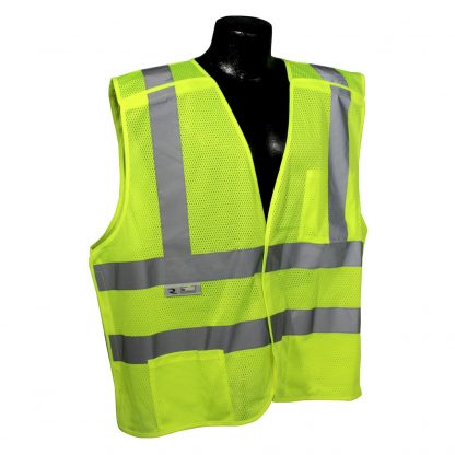 Radians SV45-2 Class 2 Fire Resistant Self Extinguishing Breakaway High Visibility Green Safety Vest