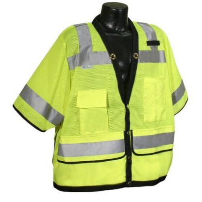 Radians sv59 Class 3 Heavy Duty Mesh Safety Vest, High Visibility Green, Front