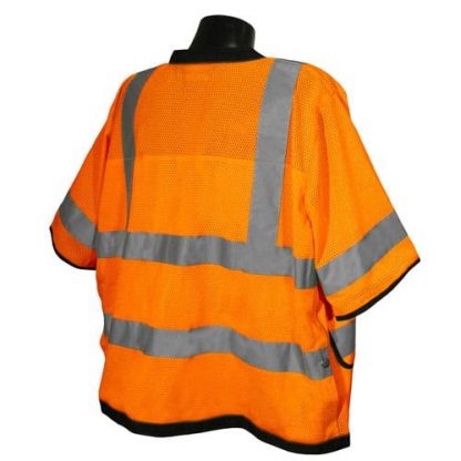 Radians sv59 Class 3 Heavy Duty Mesh Safety Vest, High Visibility Orange, Back