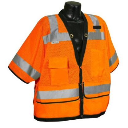 Radians sv59 Class 3 Heavy Duty Mesh Safety Vest, High Visibility Orange, Front