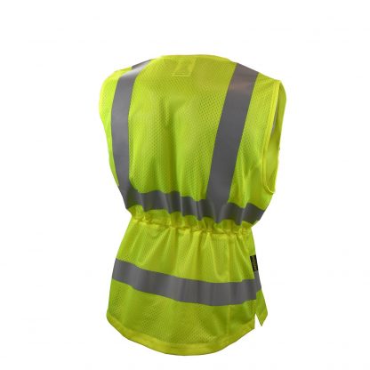 Radians SVL1 Women's ANSI Type R Class 2 High Visibility Safety Vest w/ Adjustable Waist, Pocketed, 2" Reflective Tape, Back