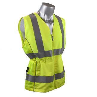 Radians SVL1 Women's ANSI Type R Class 2 High Visibility Safety Vest w/ Adjustable Waist, Pocketed, 2" Reflective Tape, Front