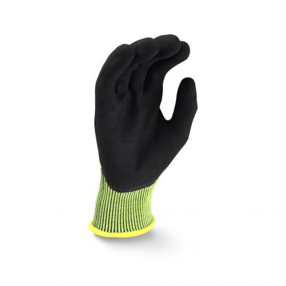 Radians RWG10 Radwear Silver Series Hi-Viz Knit Dip Work Glove, Front Palm
