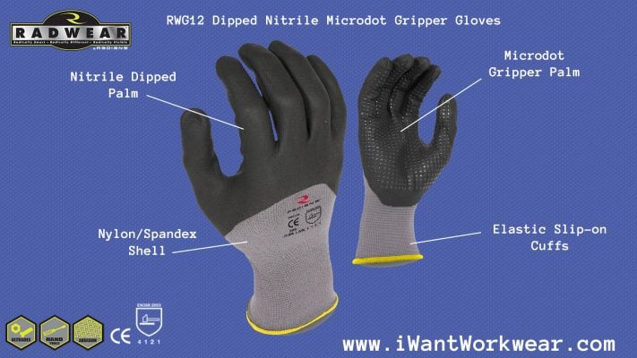 Radians RWG12 Nitrile Dipped Microdot Palm Work Glove