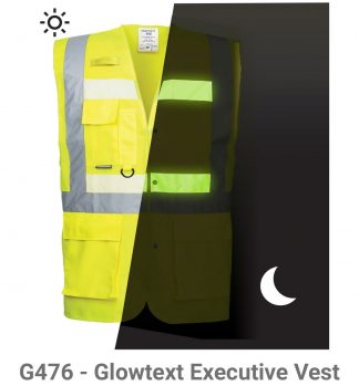Portwest G4786 Glowtex 3-in-1 High Visibility Safety Vest, ANSI Type R Class 2, Glow in the dark