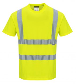 Portwest S170 High Visibility Cotton T-shirt w/ Reflective Tape, front