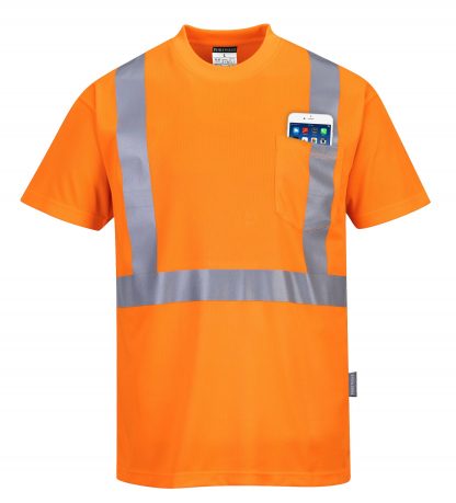 Portwest s190 High visibility t-shirt w/ pocket, orange, Front