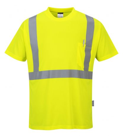Portwest s190 High visibility t-shirt w/ pocket, Yellow, Front