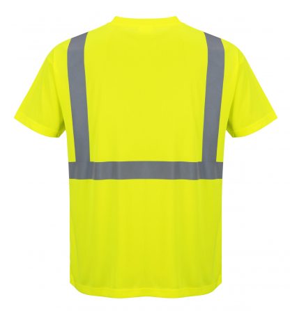 Portwest s190 High visibility t-shirt w/ pocket, Yellow, Rear