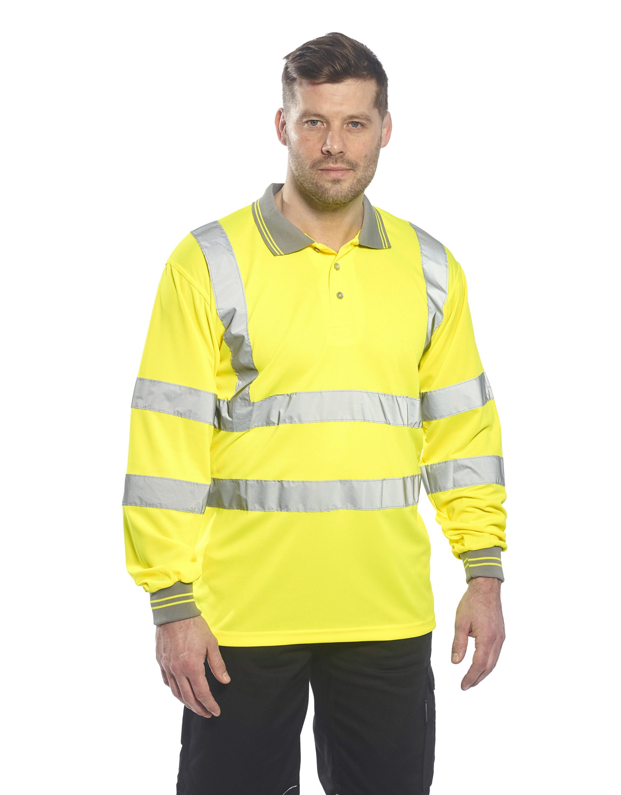 Style 2,Yellow,4XL ZUJA Safety Hi Vis Polo Short Sleeve with Bright Visibility Tape Moisture Wicking Shirts Mens Construction Protective Workwear