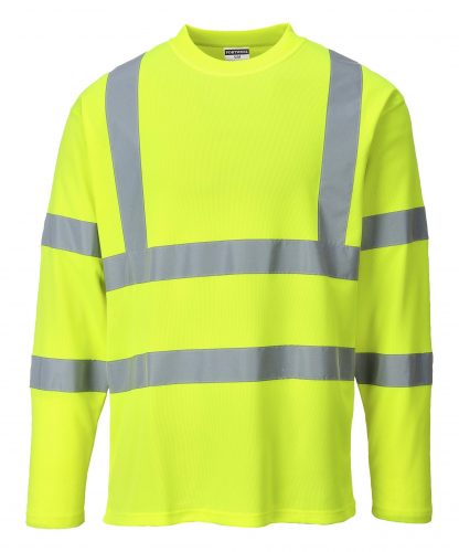 Portwest S278 High Visibility Cotton Comfort Long Sleeve T-shirt, Yellow, Front