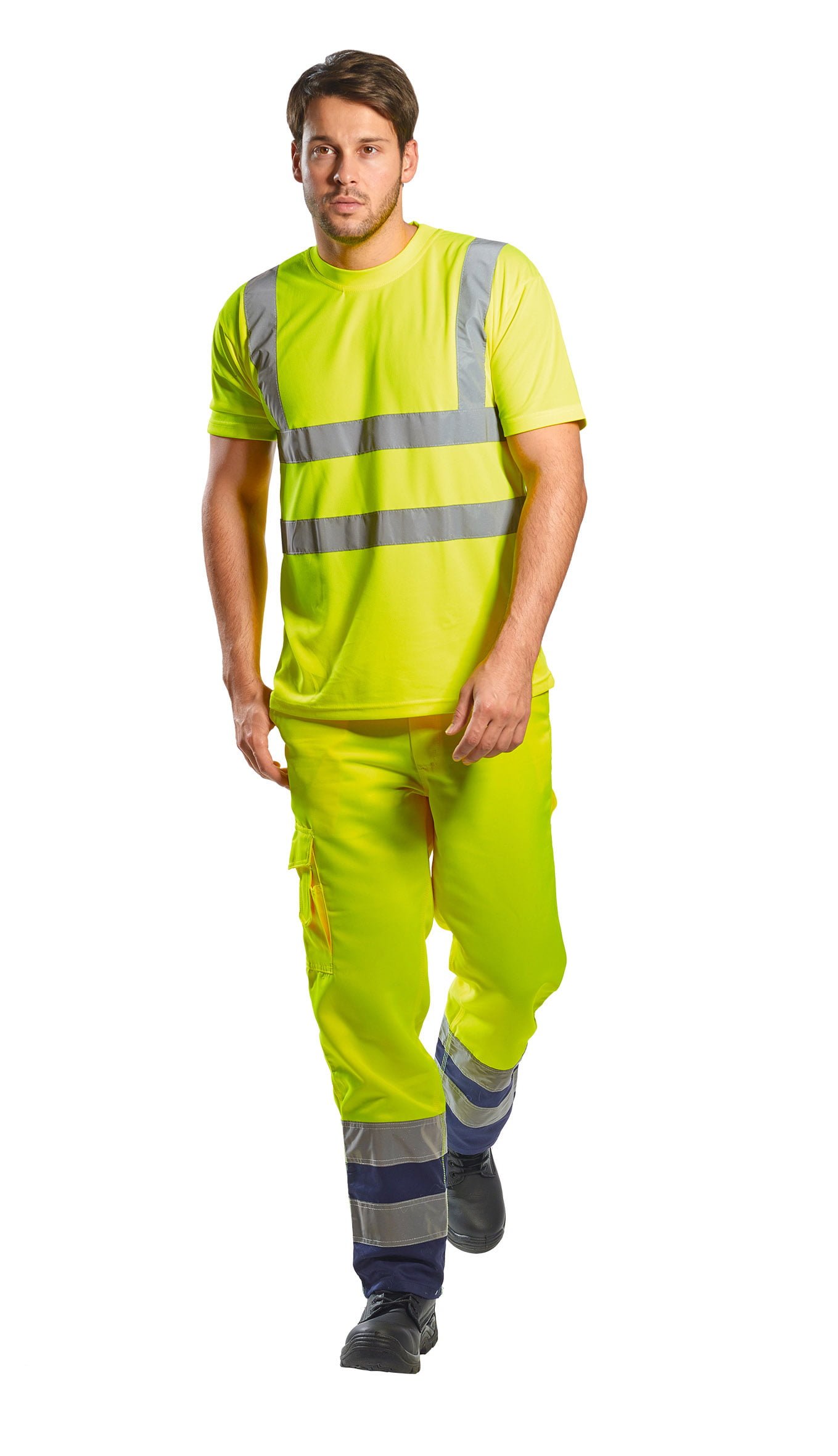 PORTWEST Hi Vis T-Shirt Short Sleeve Safety 100% Polyester Breathable S478