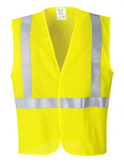 Portwest UMV21 Arc Rated Fire Resistant Mesh Safety Vest, Yellow Front