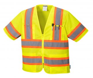 Portwest US383 ANSI Type R Class 3 High Visibility Safety Vest, Yellow, Front