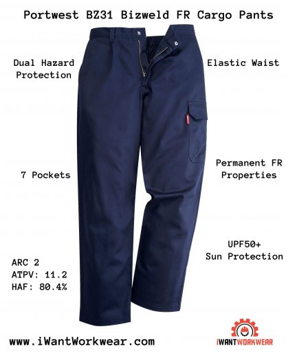 portwest BZ31 Bizweld FR Cargo Pants, iwantworkwear infographic