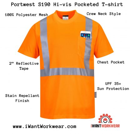 Portwest S190 High Visibility Pocketed T-shirt