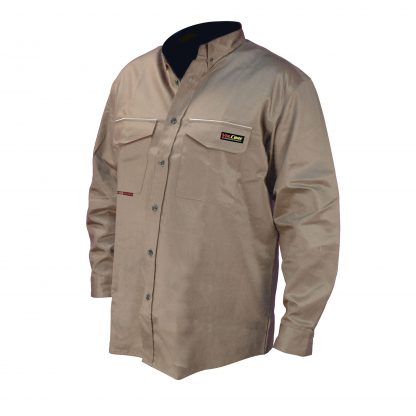 FRS-001 VOLCORE™ LONG SLEEVE BUTTON DOWN FR SHIRT, Front Khaki