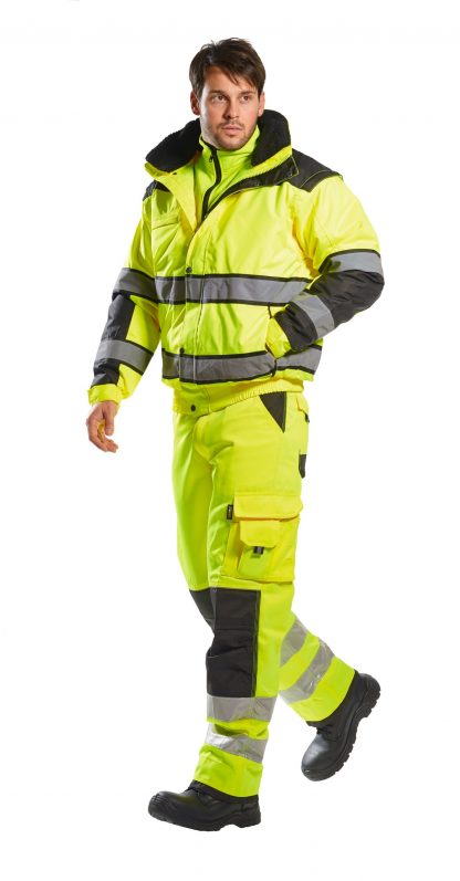 Portwest High Visibility UC466 Yellow Reflective Jacket, 3-in-1 on body 2