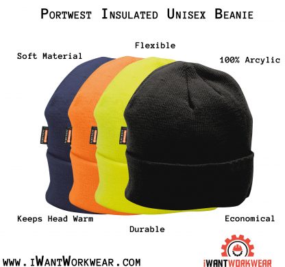 Portwest B013 Insulated Winter Cap, iwantworkwear infographic
