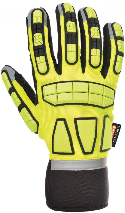 Portwest A724 Safety Impact Glove, TPR Knuckles, Yellow, back