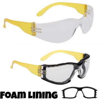 Wrap Around+ Safety Glasses - Portwest PS32, Detachable Foam Lining
