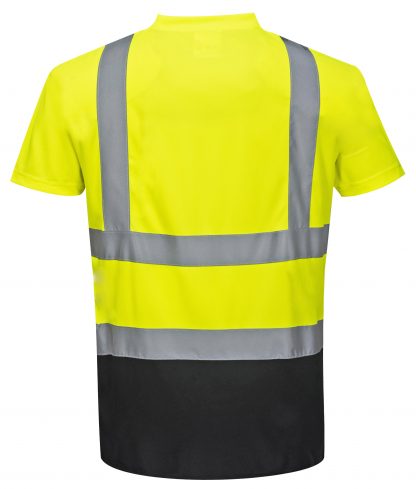 Two-tone High Visibility T-shirt - Portwest S378, Black, rEAR