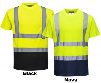 Two-tone High Visibility T-shirt - Portwest S378, Black and Navy