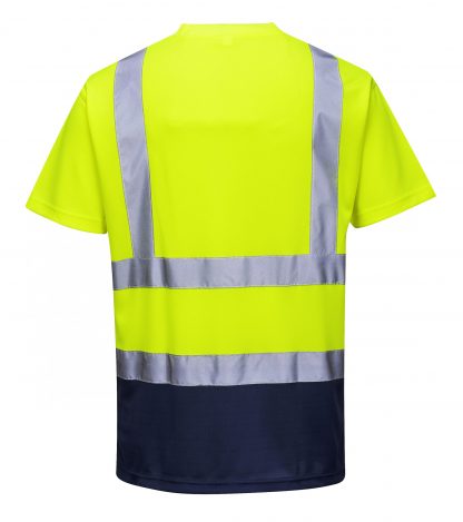 Two-tone High Visibility T-shirt - Portwest S378, Navy, rear