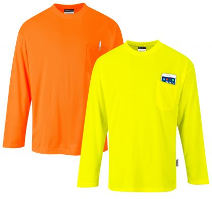 Non-rated High Visibility Long Sleeve T-shirt - Portwest S579, Orange or Yellow
