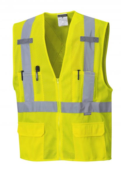 High Visibility Full Mesh Safety Vest - Portwest US370, Yellow, Front