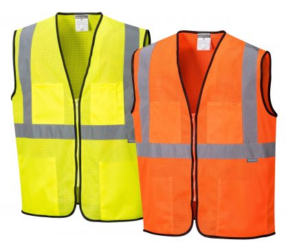 Inexpensive High Visibility Safety Vest - Portwest US380, Available in Yellow or Orange