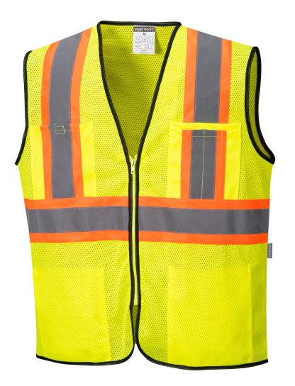 High Visibility Contrast Safety Vest - Portwest US381, Yellow, Front
